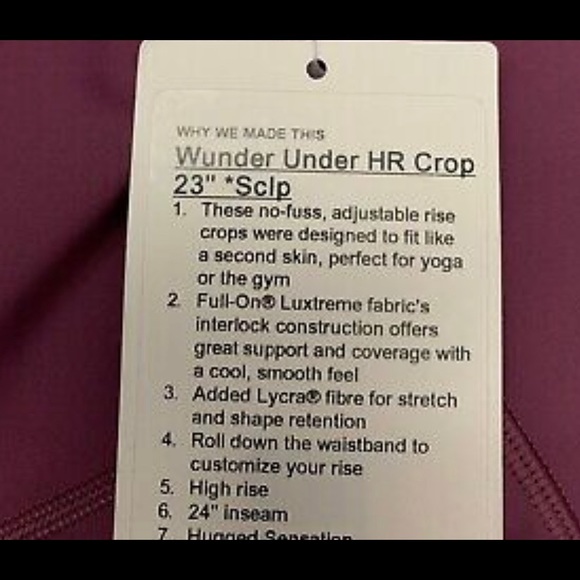 Lululemon Wunder Under Scalloped Crop HR - Picture 3 of 10